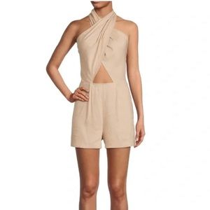 Gianni Bini Natural Shorts Romper one piece tan 12 NWT